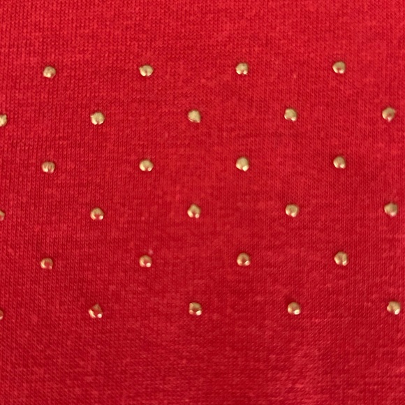Banana Republic Tomato Orange Red Tee Top Gold Studs Embellished Soft Size M - Picture 6 of 11